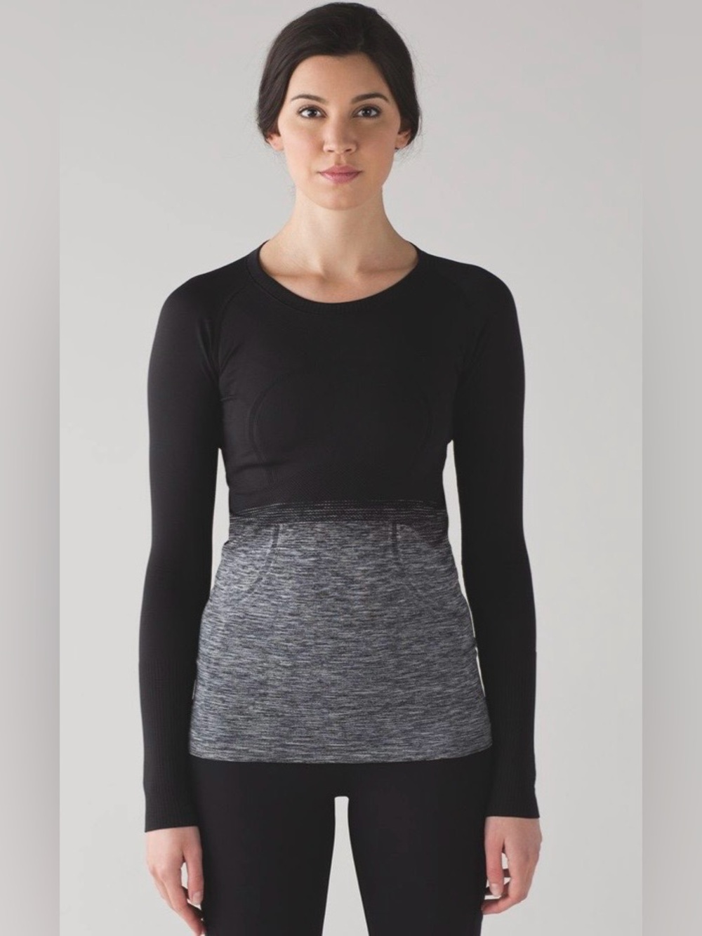 Lululemon Long Sleeve Swiftly Black White Heather Size 6
